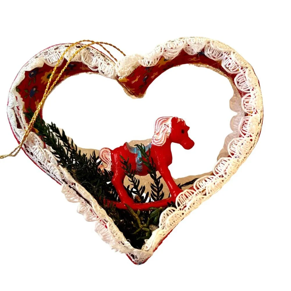 Vintage Cookie Cutter Christmas Ornament Handmade Heart Hobby Horse Flowers